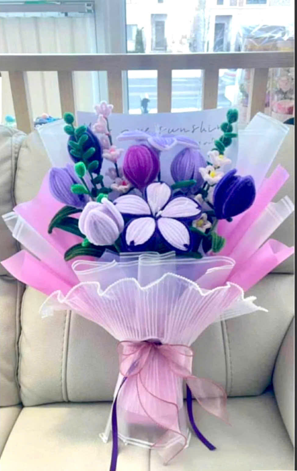 Velvet pipe cleaner flowers 05