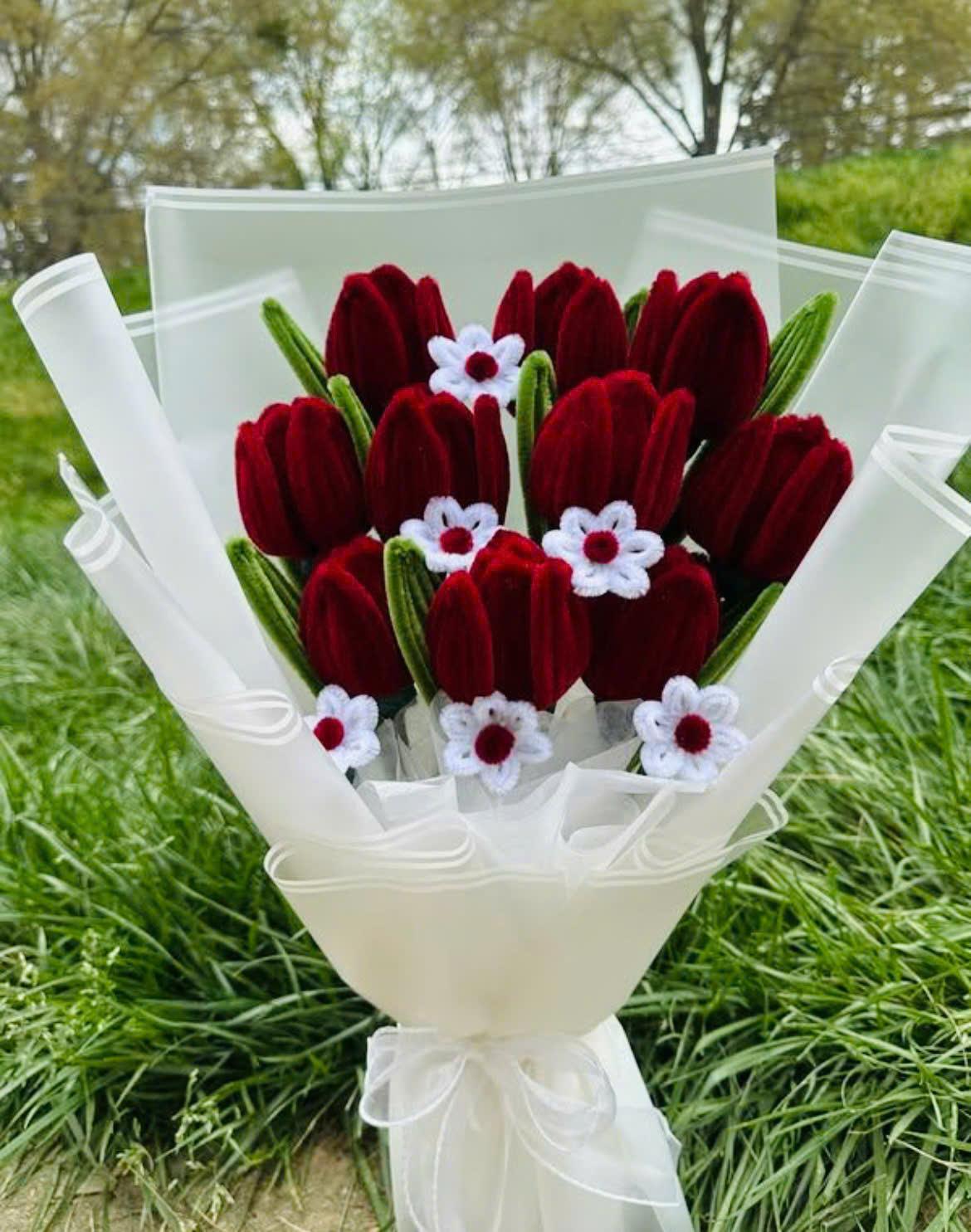 Velvet pipe cleaner flowers 10