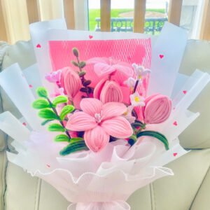 Velvet pipe cleaner flowers 12