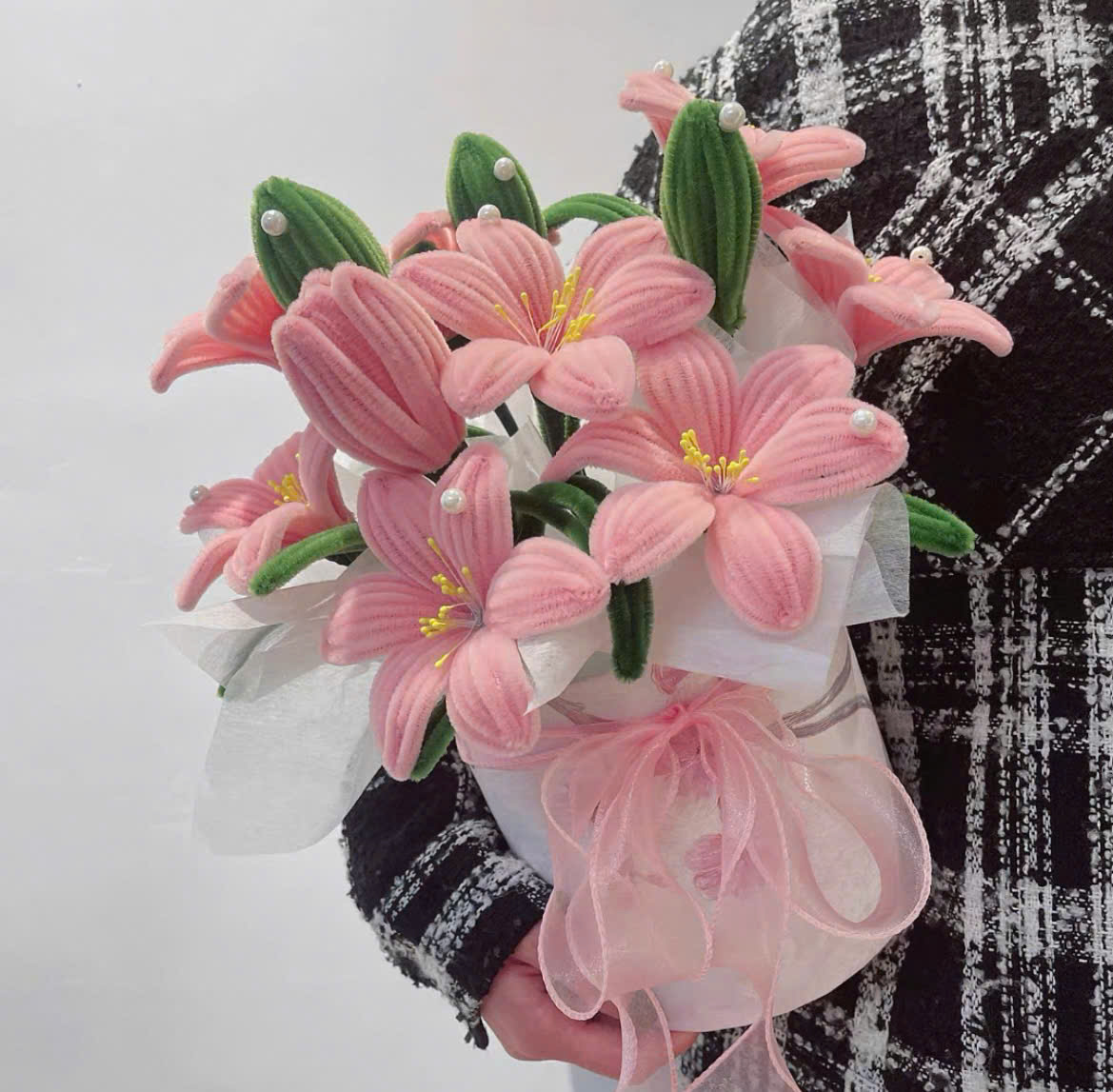Velvet pipe cleaner flowers 13